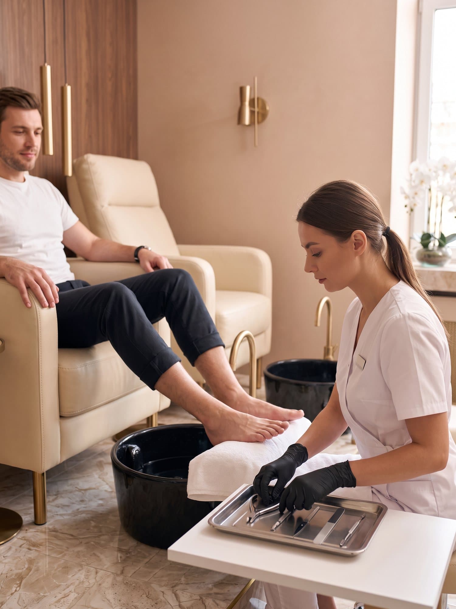 Pedicure męski — zabieg w J'adore Instytut — Krótka rozmowa i ocena stóp