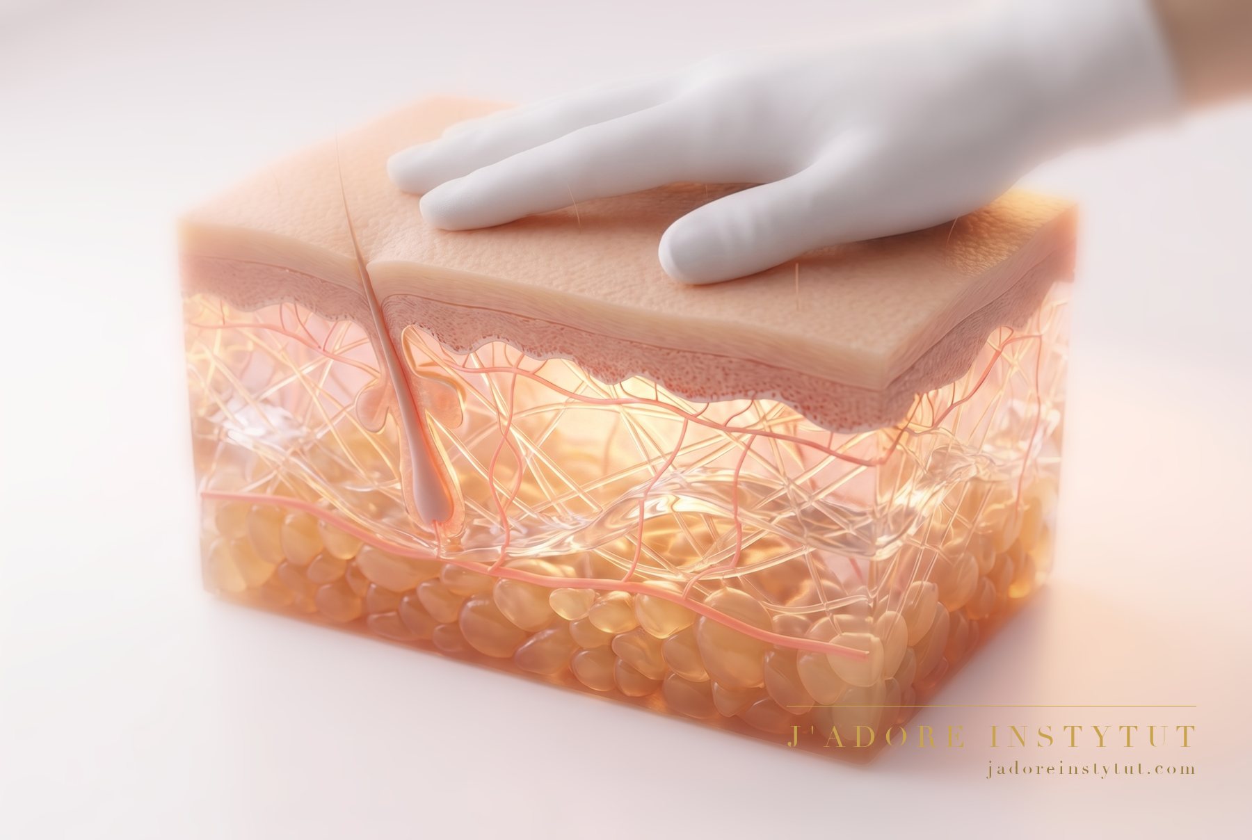 Three levels in cross-section: the epidermis at the surface, the network of fine lymphatic vessels within the dermis beneath it, and deepest of all the larger collectors in the subcutaneous tissue. A very gentle, rhythmic movement of the hands moves lymph along the vessels just beneath the skin. The specialist matches the strength and the direction of the work to the state of the tissues.
