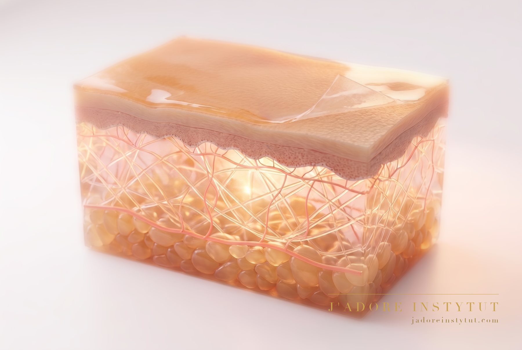 Three levels of skin in cross-section: the stratum corneum right at the top, the living epidermis beneath it, and deepest of all the dermis. Salicylic acid dissolves in sebum, so it enters the pore opening and works within the epidermis. The cosmetologist matches the concentration and the exposure time to the condition of your skin.