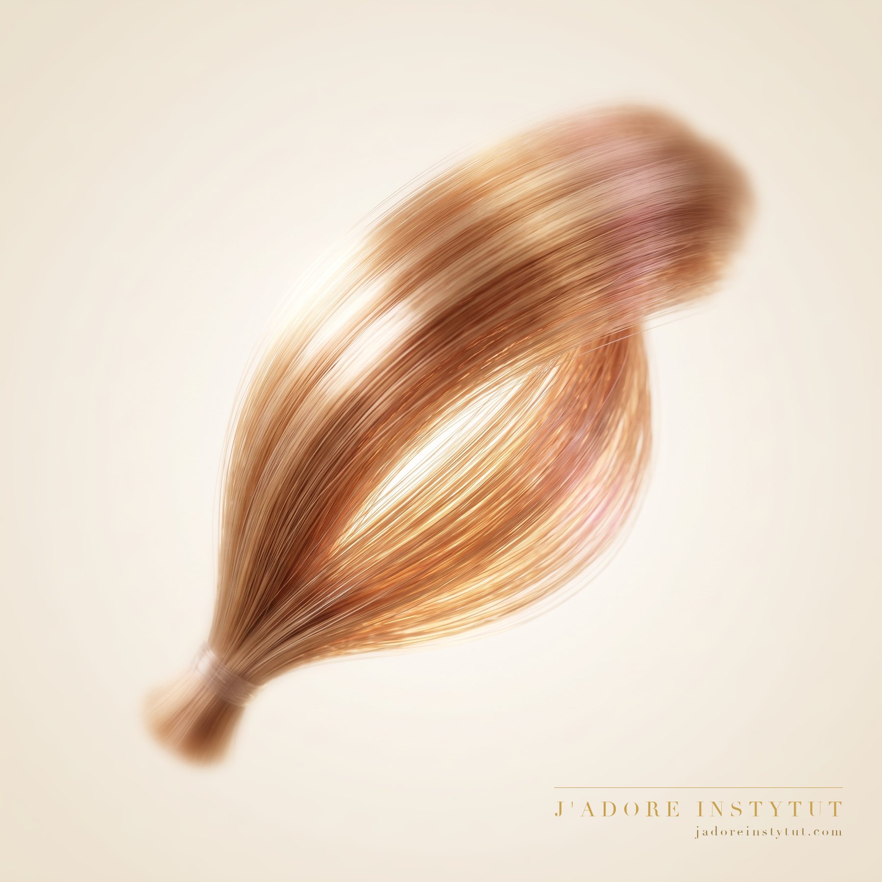 Three levels of the hairstyle in cross-section: the top layer you can see, the middle layers that build the shape beneath it, and deepest of all the roots at the scalp. The locks are formed from the root and tightened as the hair grows out. The scalp stays outside the working area.
